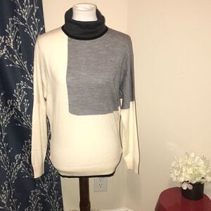 Piazza Sempione Colorblock Dolman Wool Turtleneck